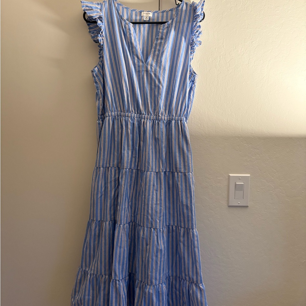 J. Crew Blue and Tan Striped Blouse